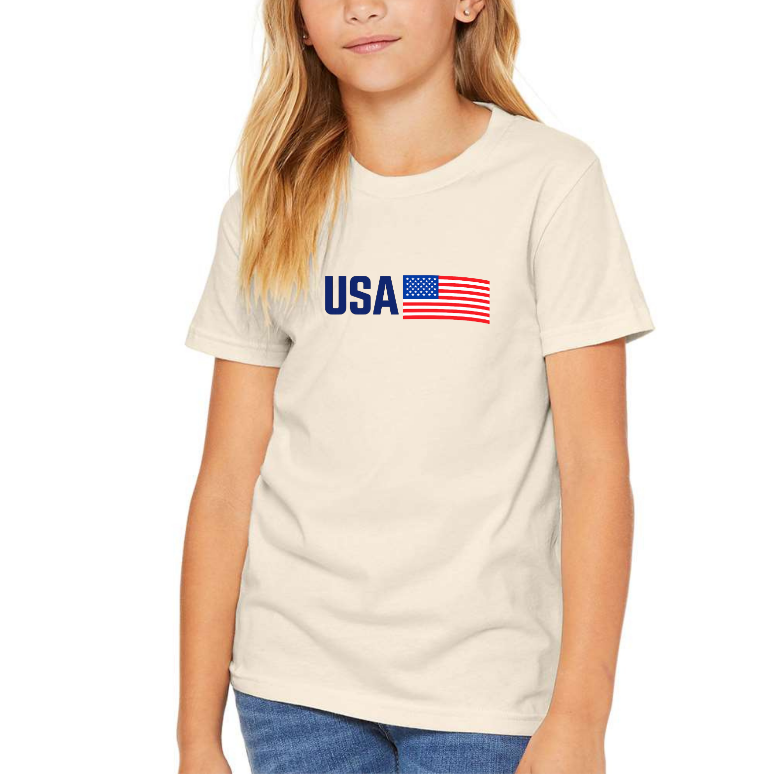 USA Youth Triblend Tee - Natural front mockup