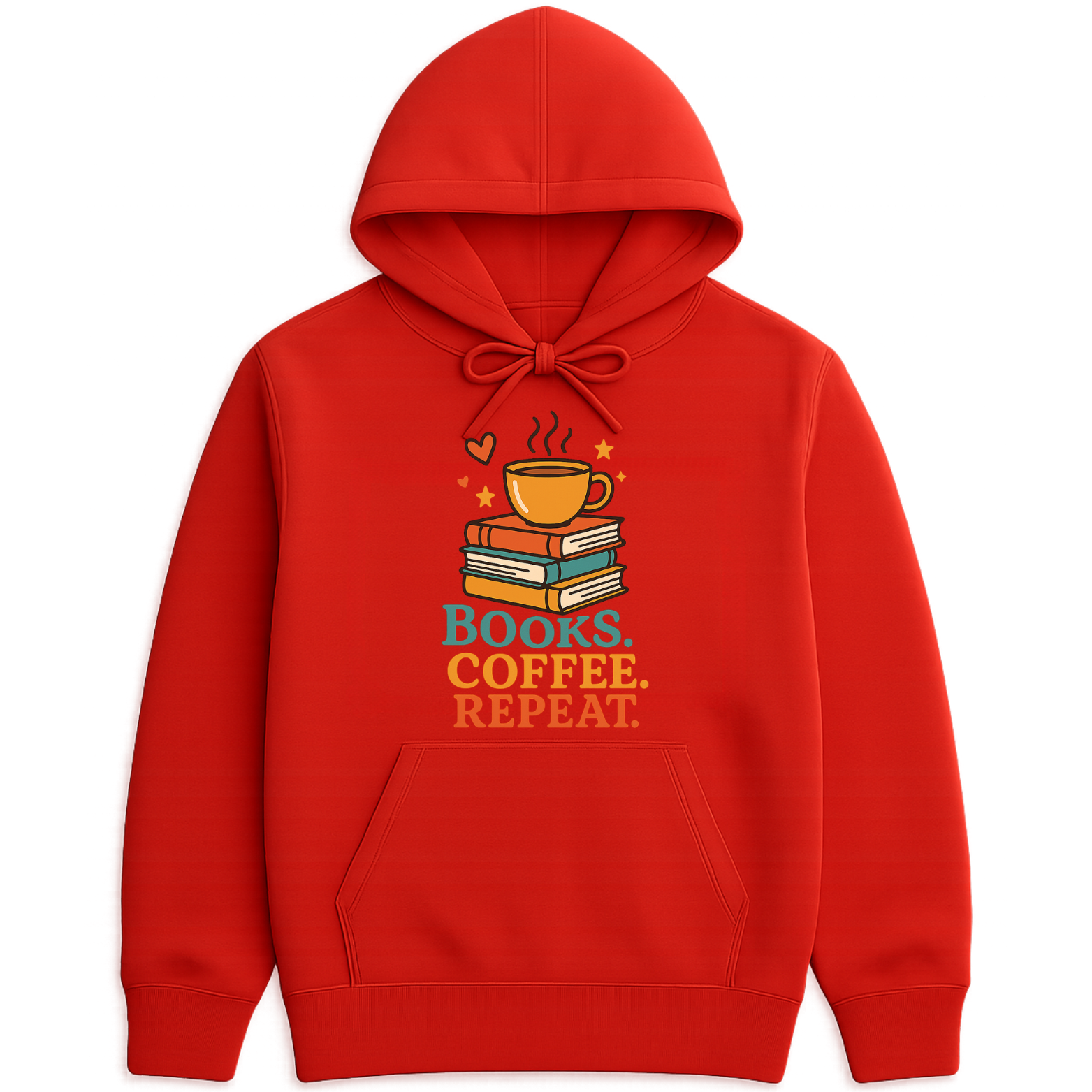 Books Coffee Repeat Hoodie - Red