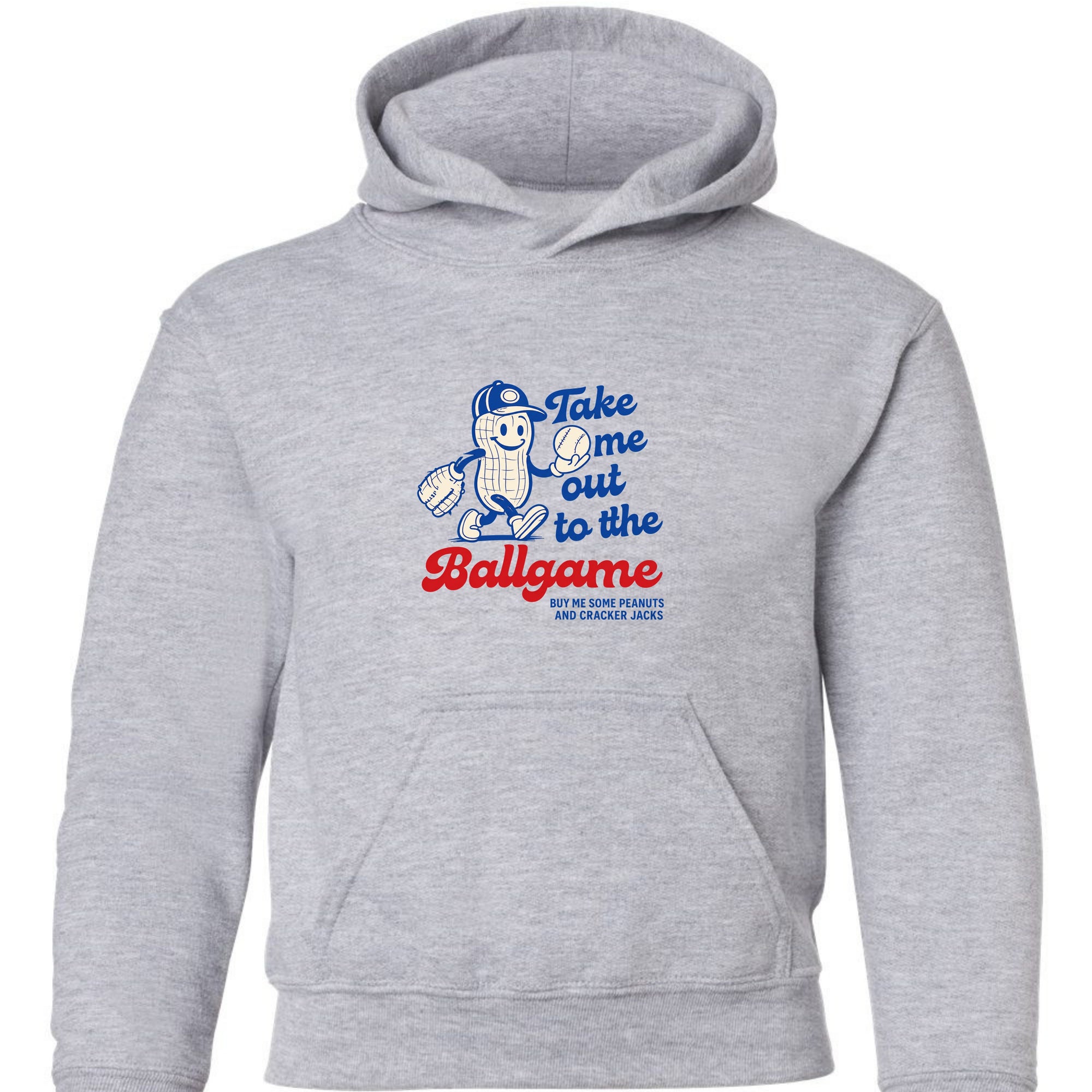 Take Me Out To The Ballgame Youth Hoodie - Sports Grey front mockup