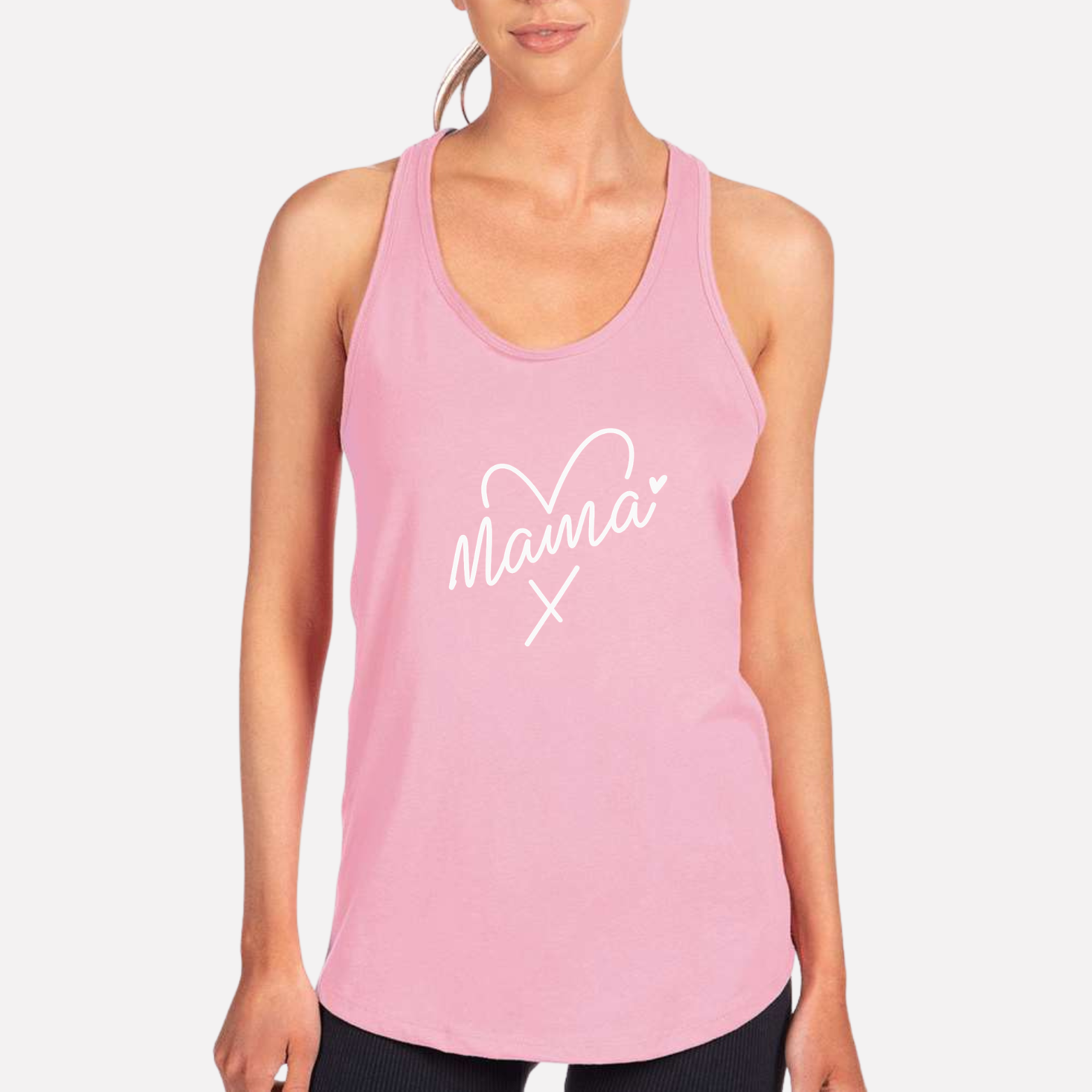 Mama Heart Women's Racerback Tank - Heather Grey front mockup