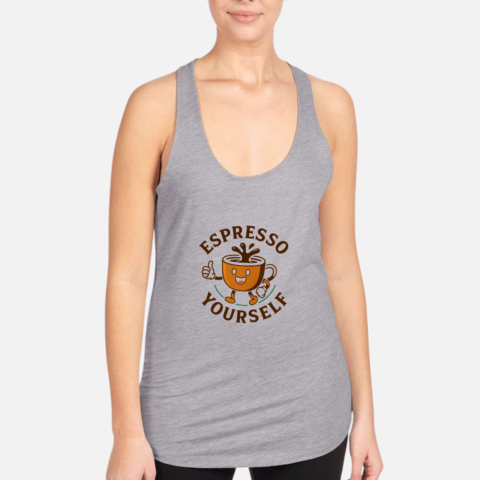 Espresso Yourself Women's Premium Racerback Tank - Heather Grey front mockup