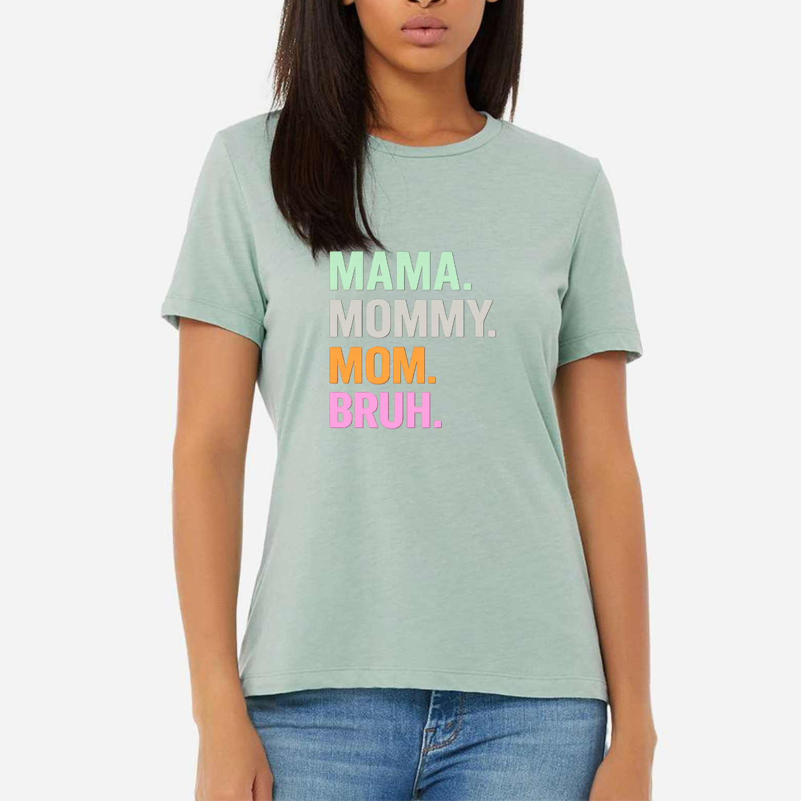 Mom Bruh Women's Ultra-Premium Triblend T-Shirt - Mint front mockup