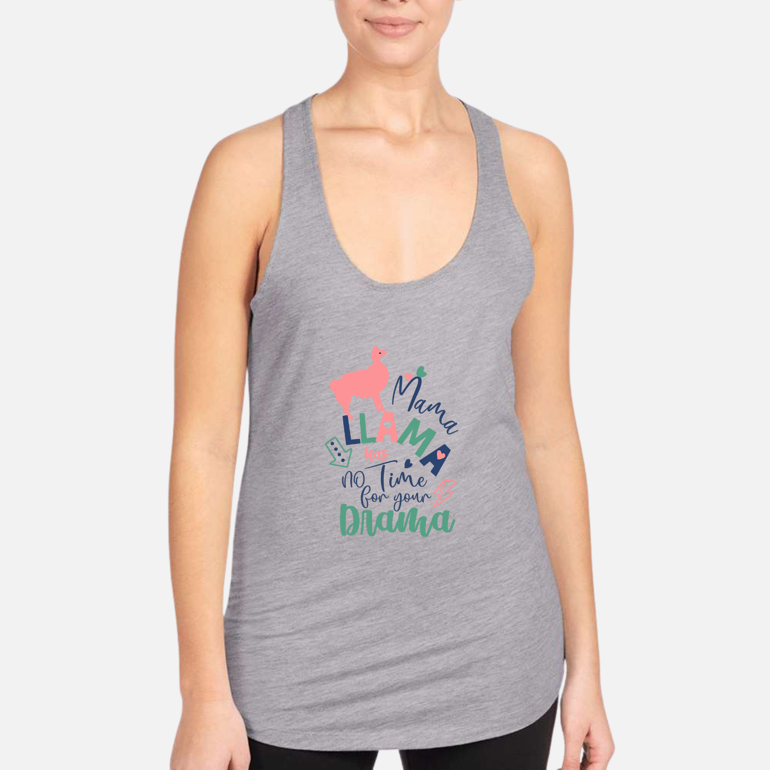 Mama Llama Women's Premium Racerback Tank - Heather Grey front mockup