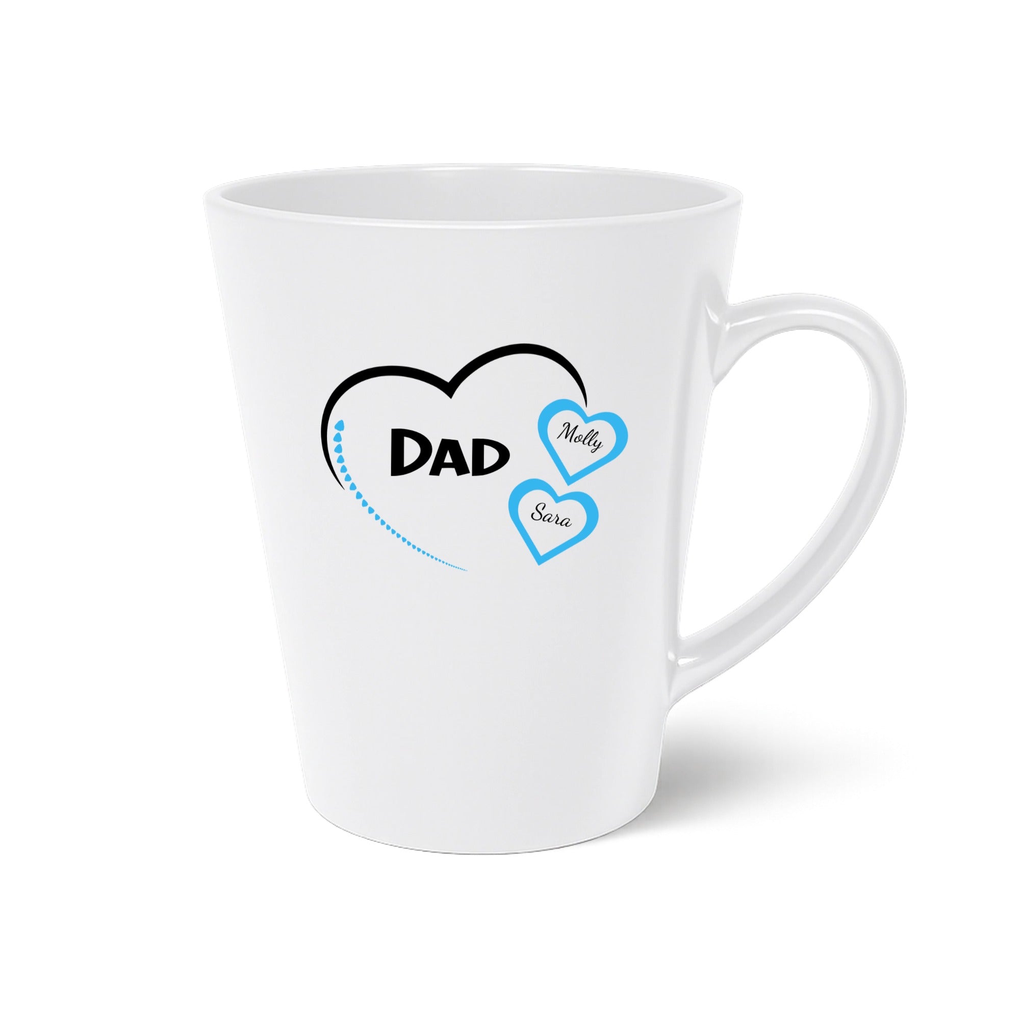 Dad Heart Personalized Latte Mug hero product mockup