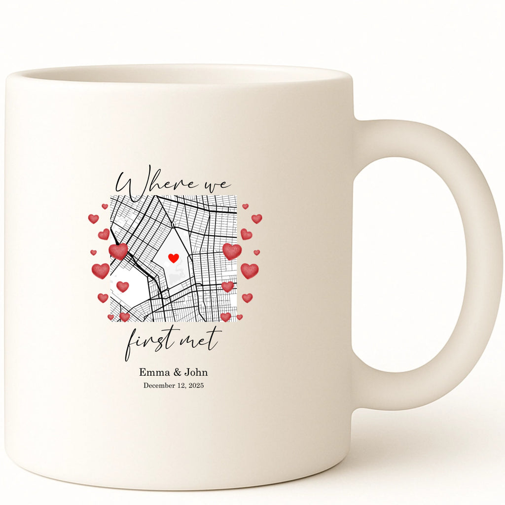 Where we first met - Valentine Coffee Mug hero product mockup