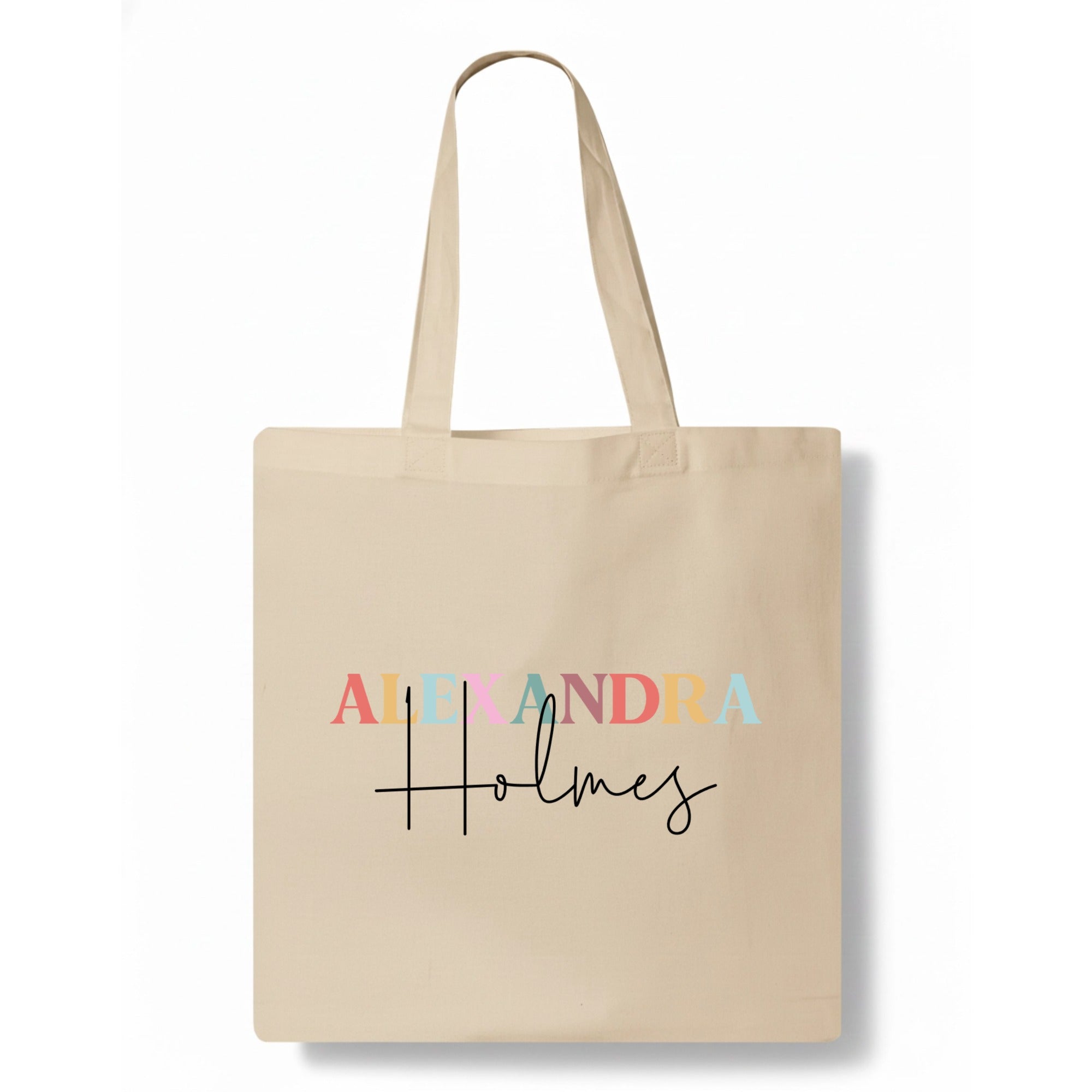 Colorful Name Tote Bag hero product mockup