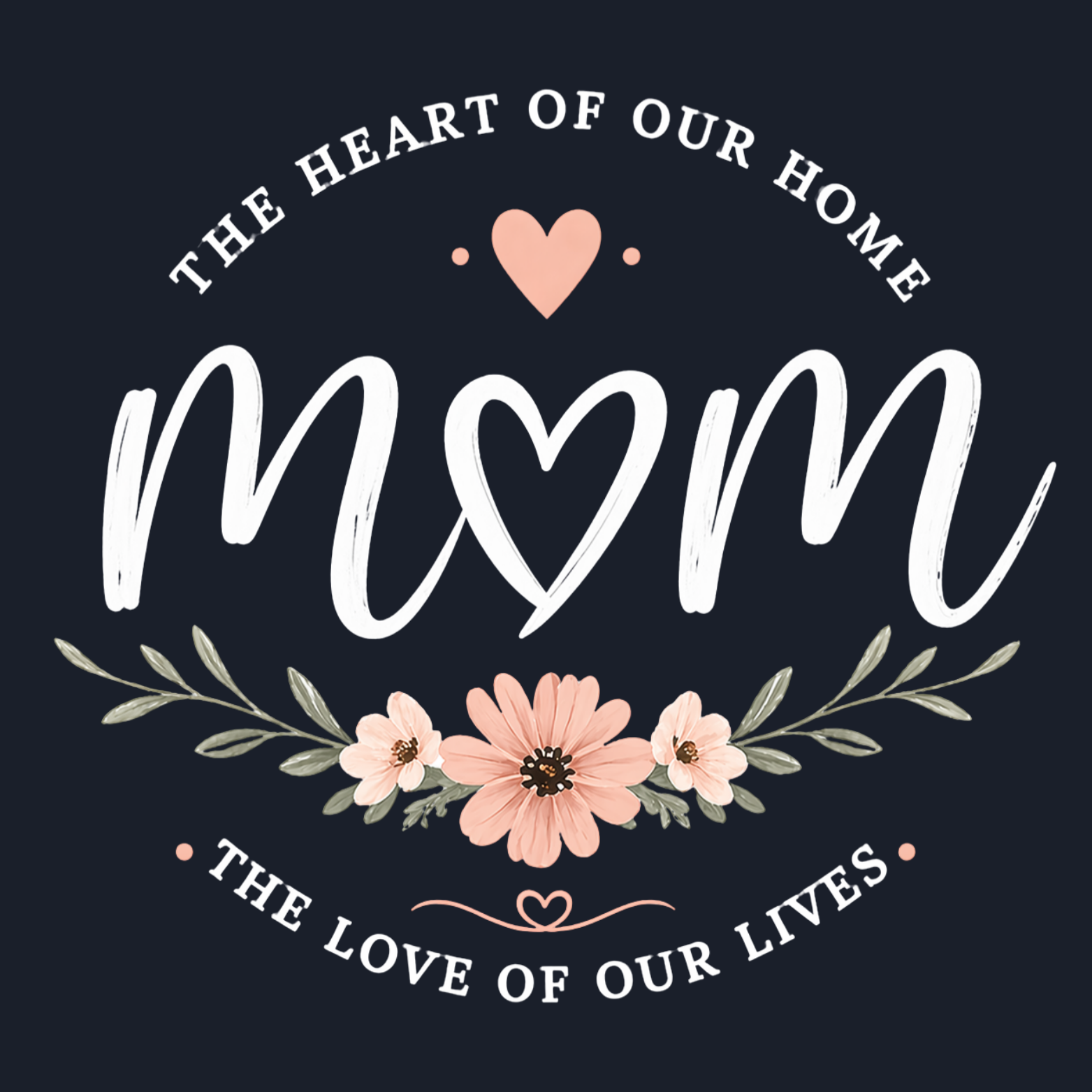 Mom The Heart Of Our Home Hoodie - Navy design preview