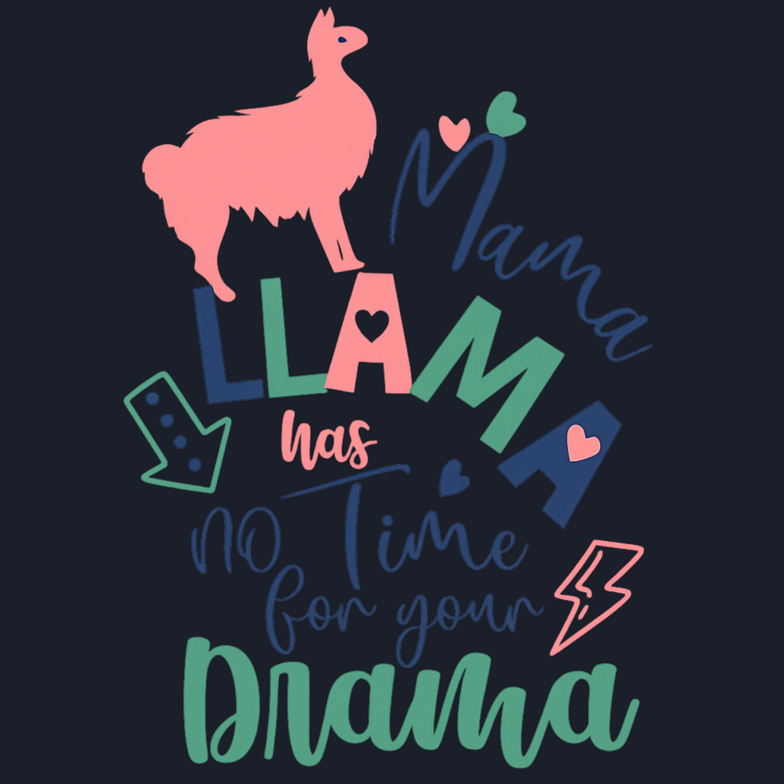 Mama Llama Hoodie - Navy design preview