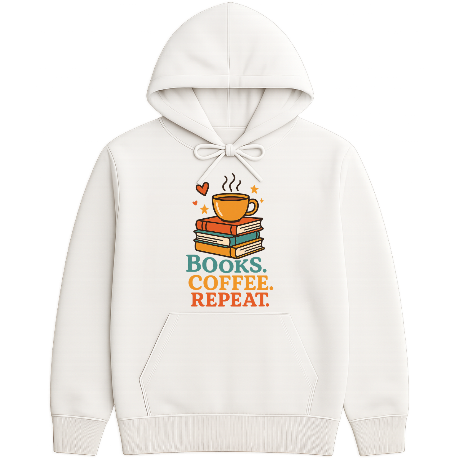 Books Coffee Repeat Hoodie - White