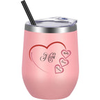 Mom Heart Personalized Wine Tumbler hero product mockup
