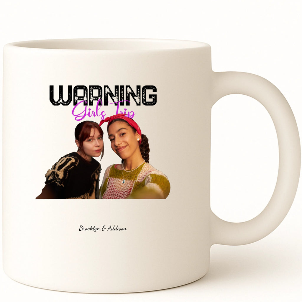 Warning Girl Trip in Progress Coffee Mug hero product mockup
