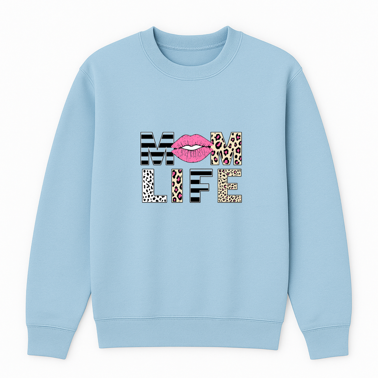 Mom Life Crewneck Sweatshirt - Blue mockup