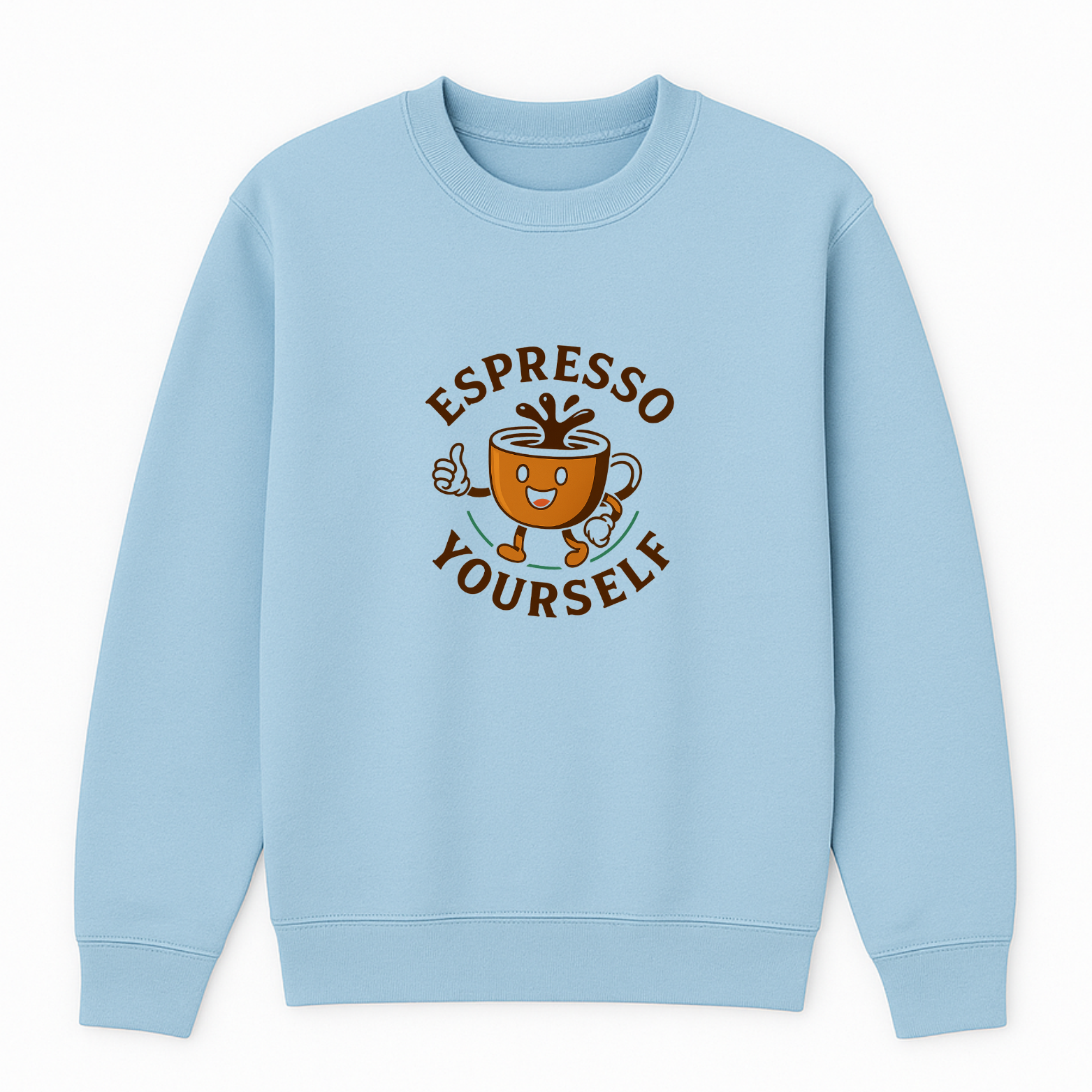 Espresso Yourself Crewneck Sweatshirt - Blue mockup