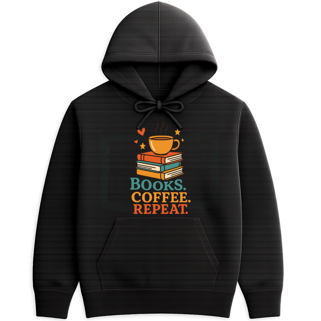 Books Coffee Repeat Hoodie - Black