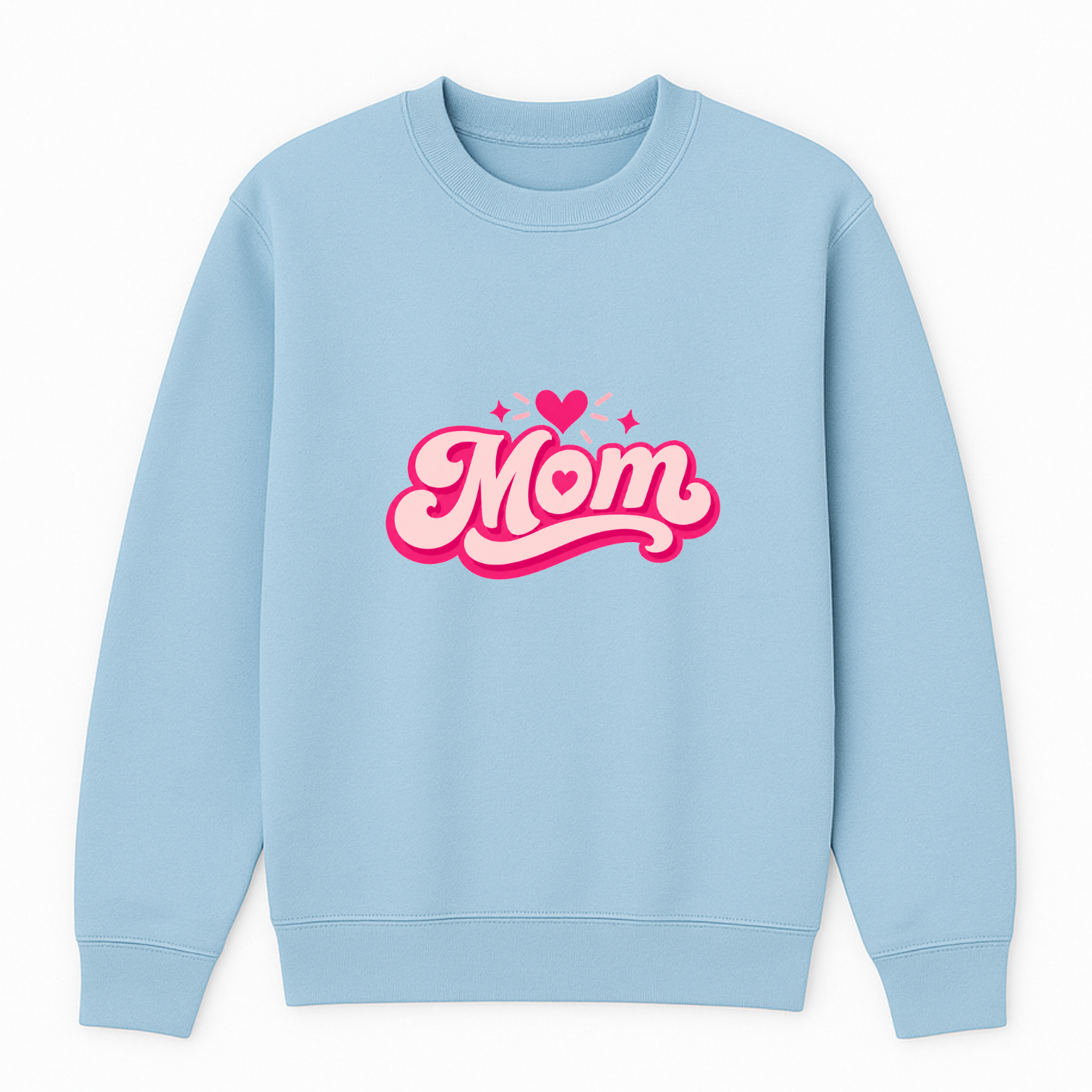 Mom Heart Crewneck Sweatshirt - Blue mockup