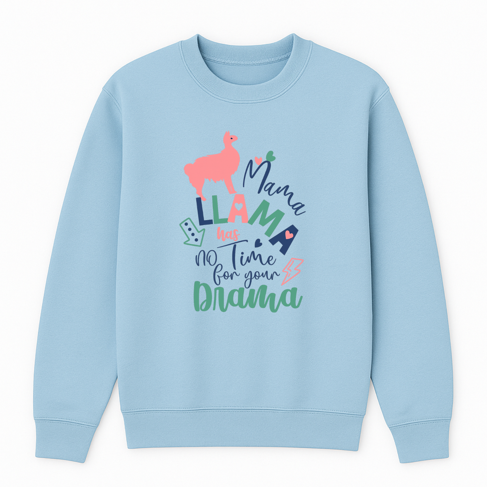 Mama Llama Crewneck Sweatshirt - Blue mockup