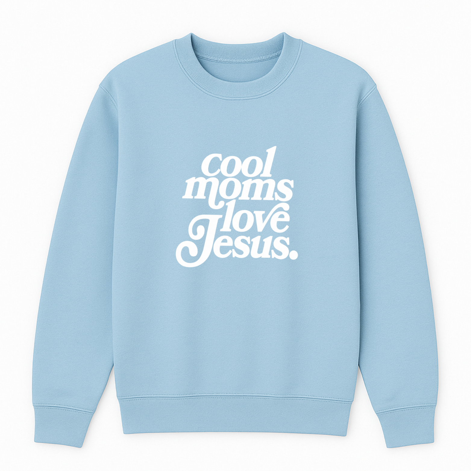 Cool Moms Love Jesus Crewneck Sweatshirt - Blue mockup