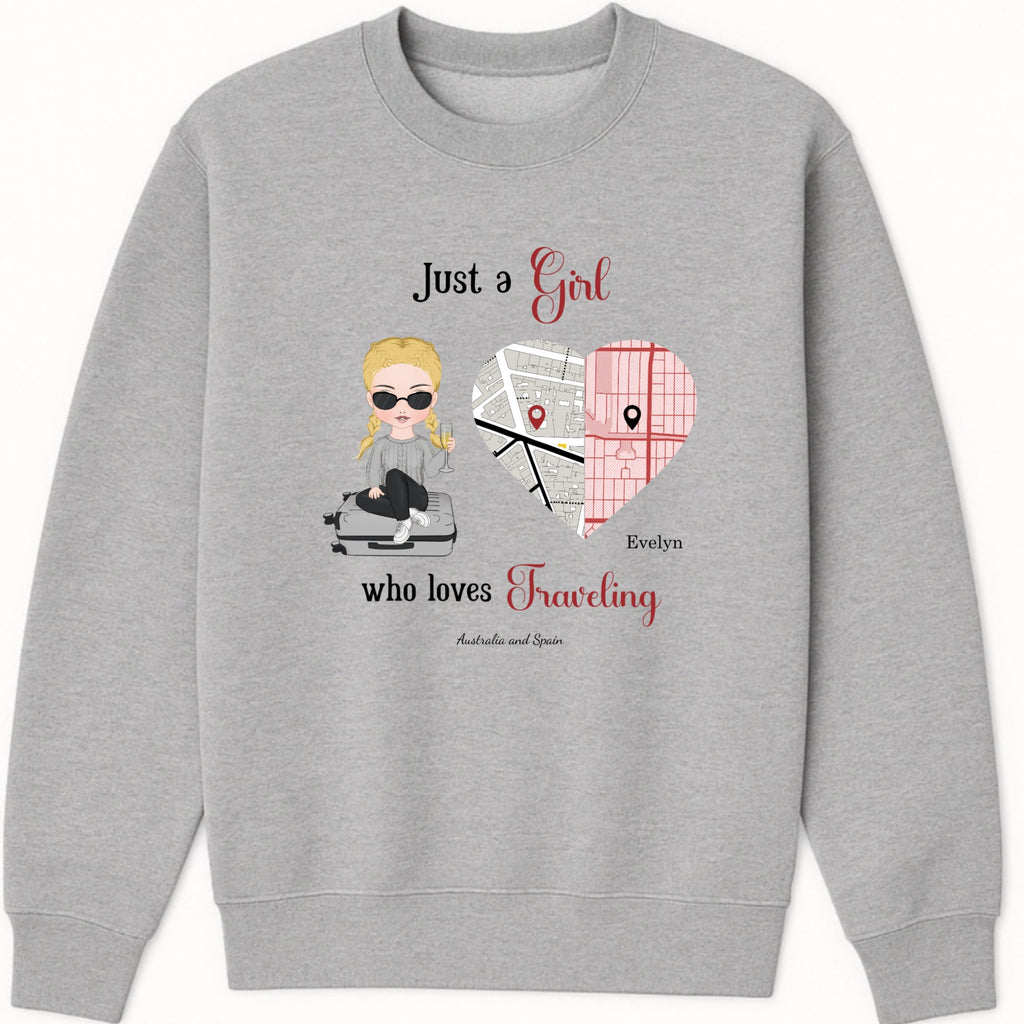 Just a Girl who loves Traveling Sweatshirt hero product mockup