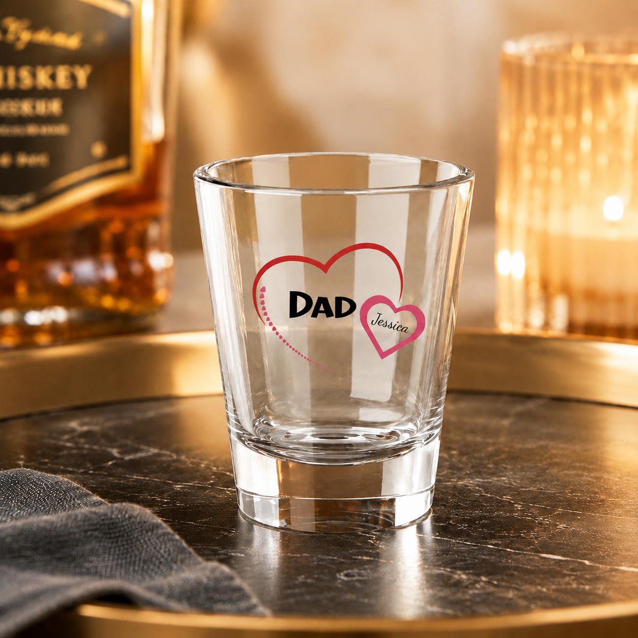 Dad Heart Personalized Shot Glass - hero lifestyle mockup