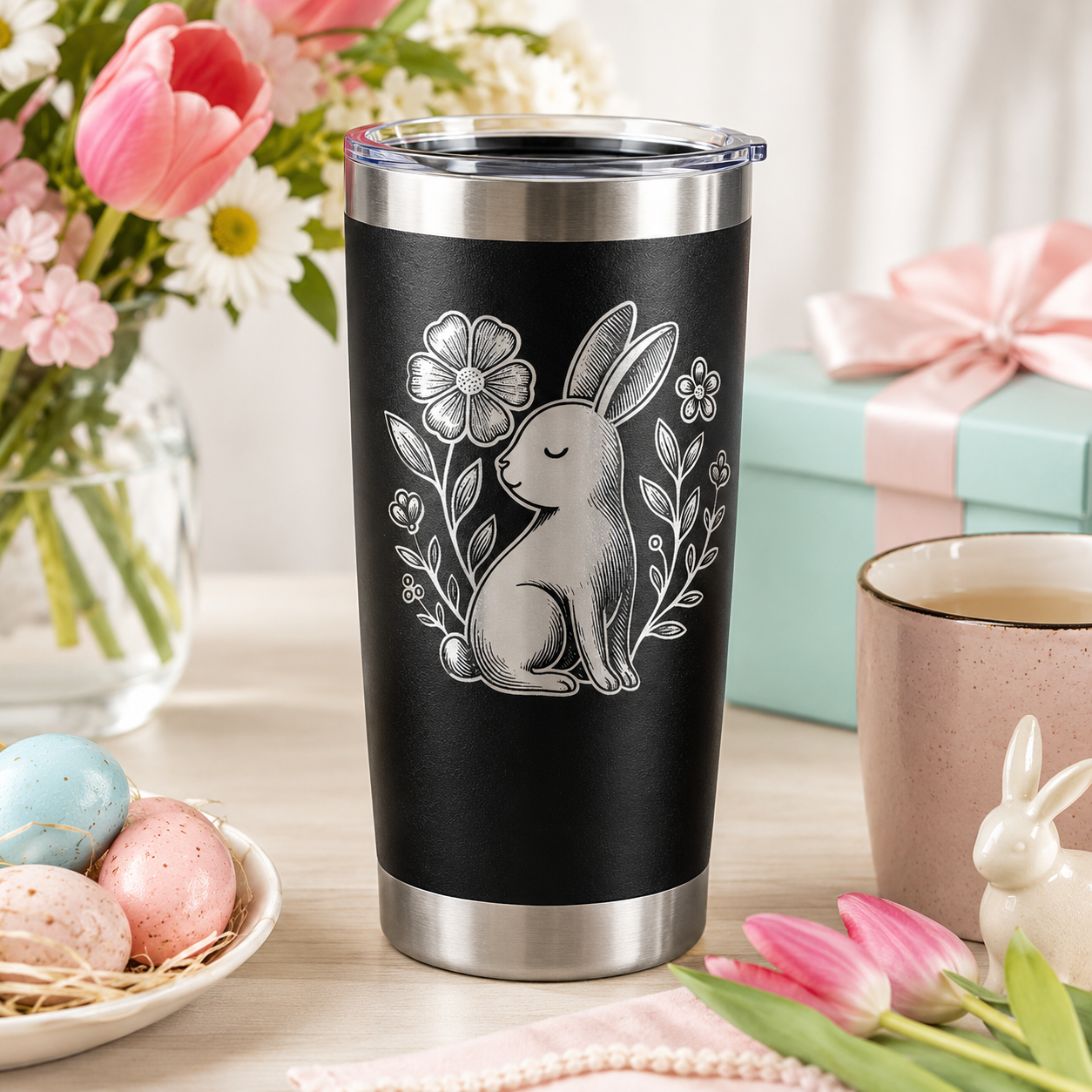 Floral Bunny 20oz Tumbler lifestyle hero image