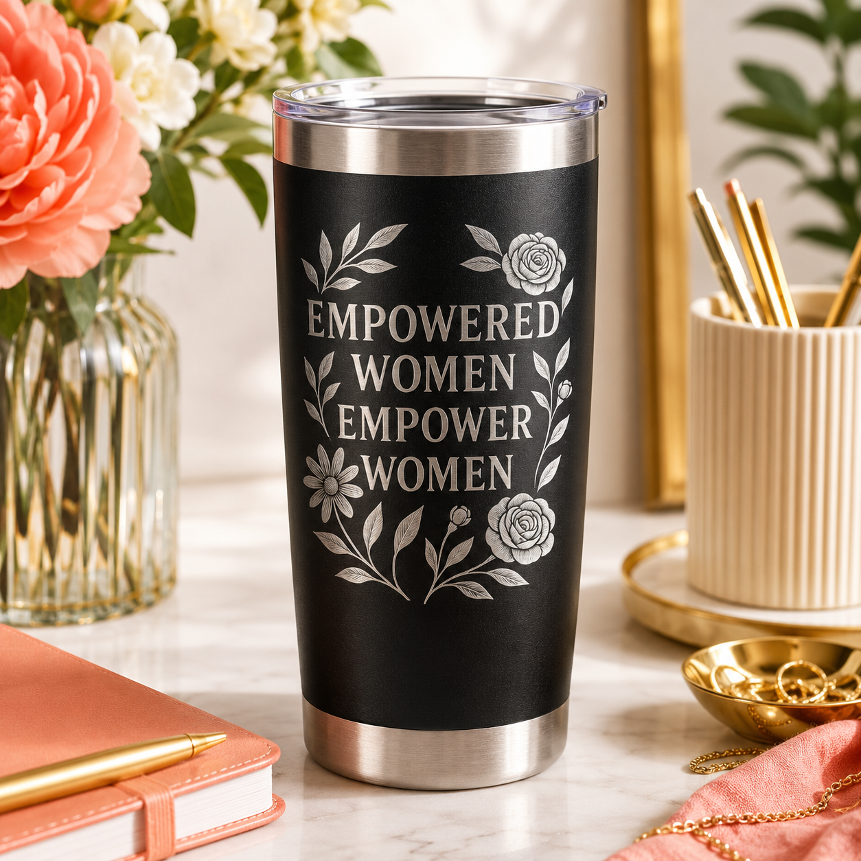 Empowered Women 20oz Tumbler lifestyle hero image