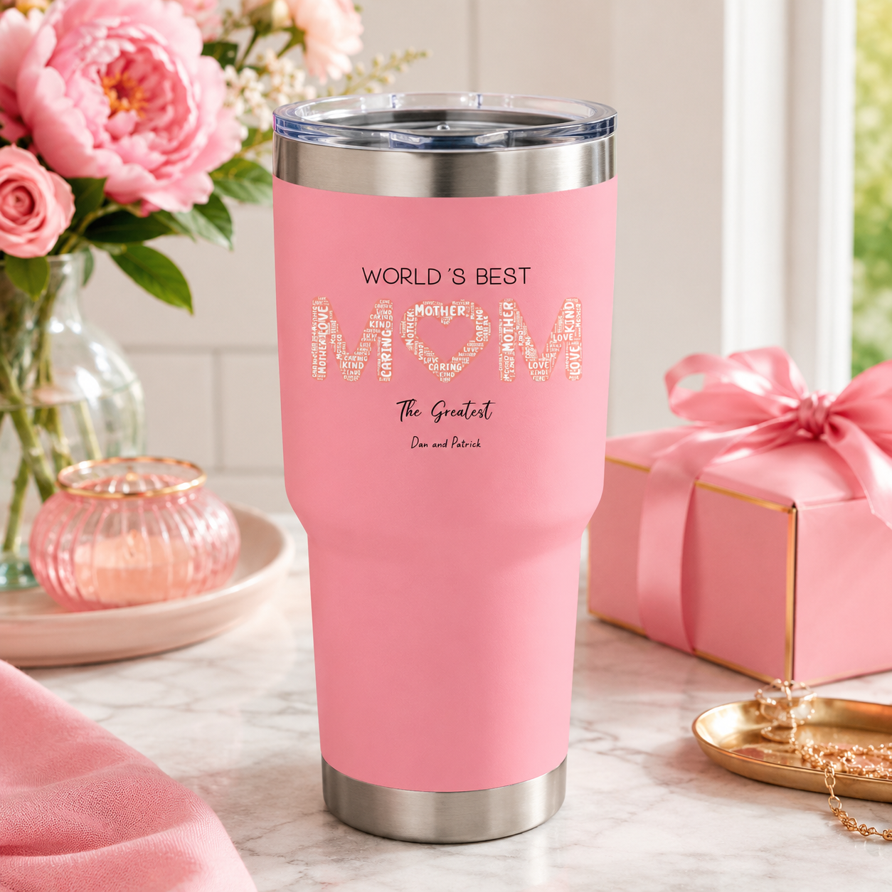 World's Best Mom Personalized 30oz Tumbler lifestyle hero image