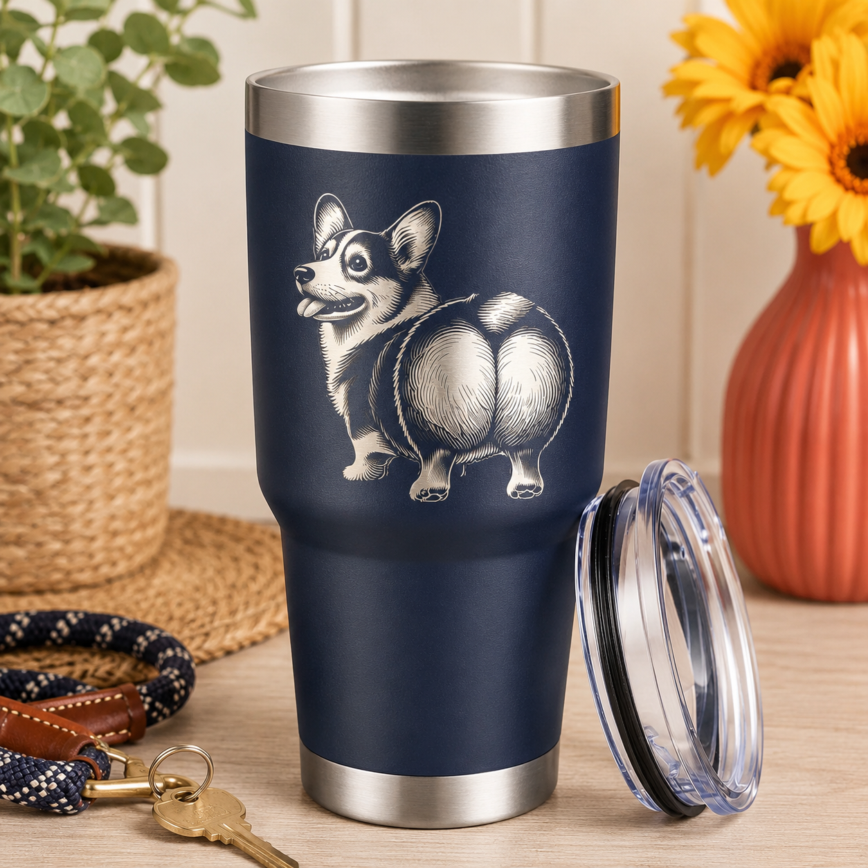 Corgi 30oz Tumbler lifestyle hero image