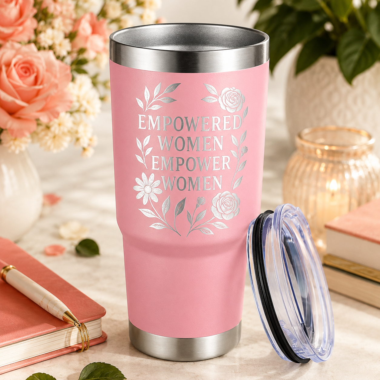 Empowered Women 30oz Tumbler lifestyle hero image