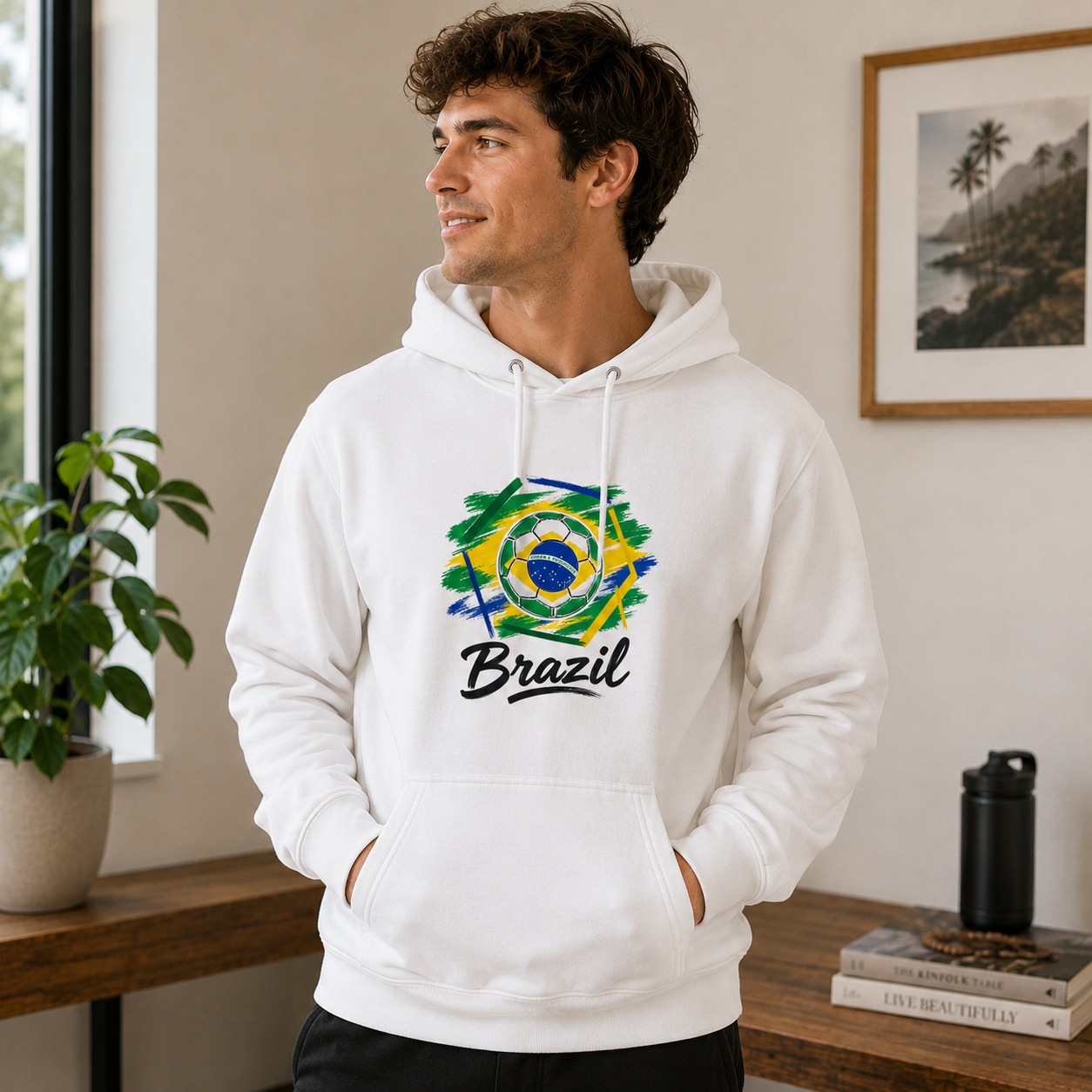 Brazil Football Hoodie hero product mockup