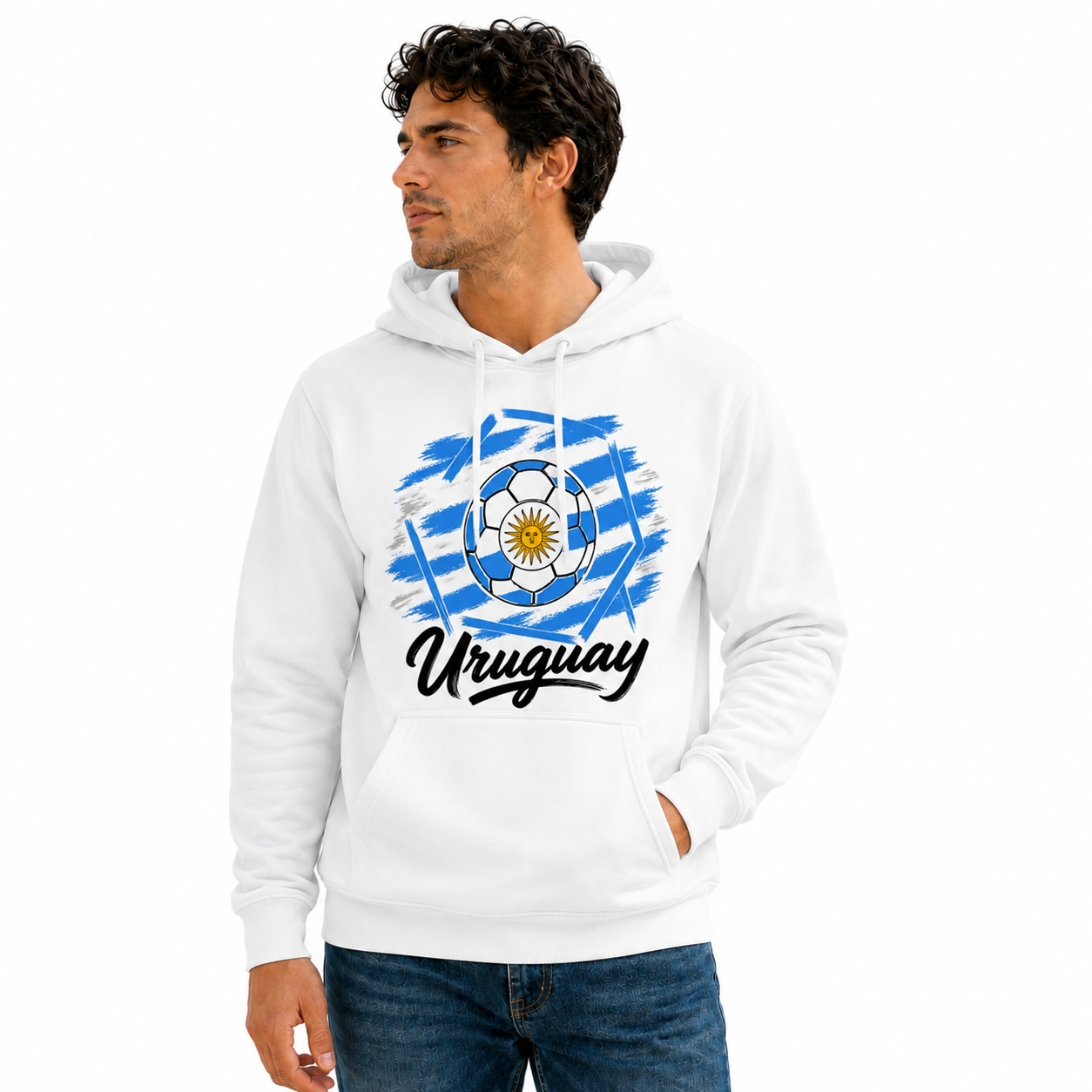Uruguay Football Hoodie hero product mockup