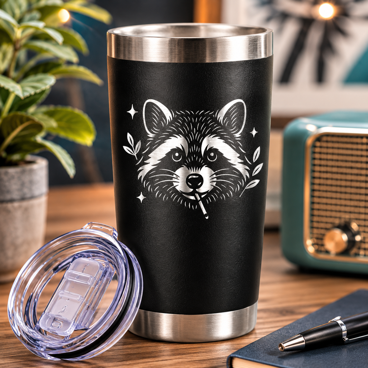 Cool Raccoon 20oz Tumbler lifestyle hero image