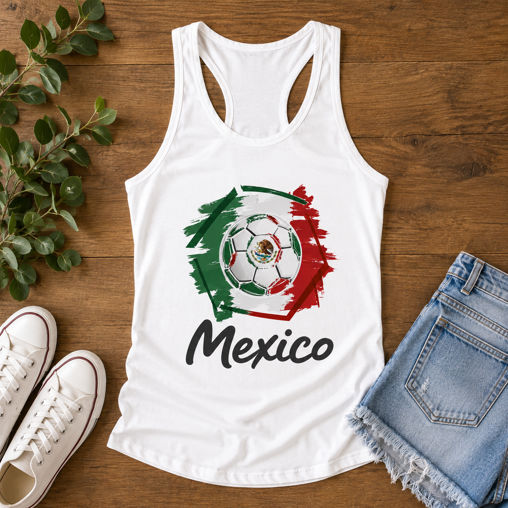 Mexico Football Women's Racerback Tank hero product mockup