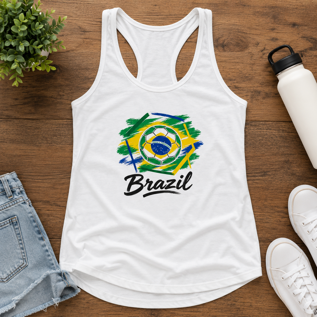 Brazil Football Women's Racerback Tank hero product mockup