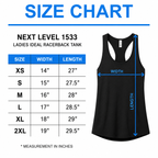 Next Level 1533 racerback tank size chart