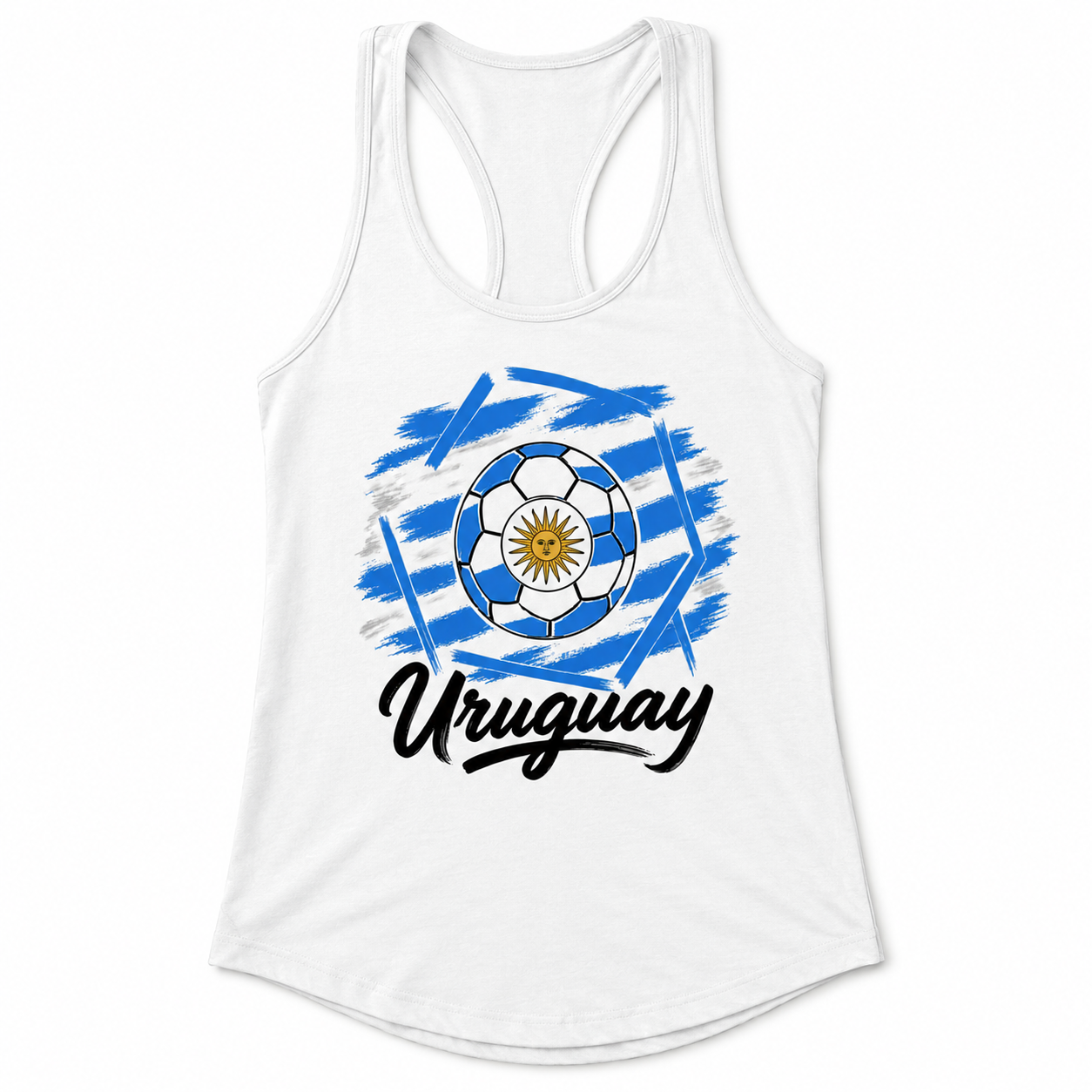 Uruguay Football Women's Racerback Tank hero product mockup