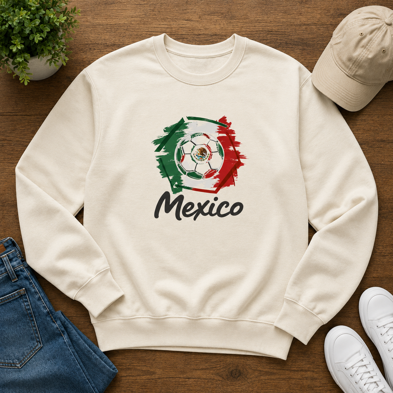 Mexico Football Crewneck Sweatshirt hero product mockup