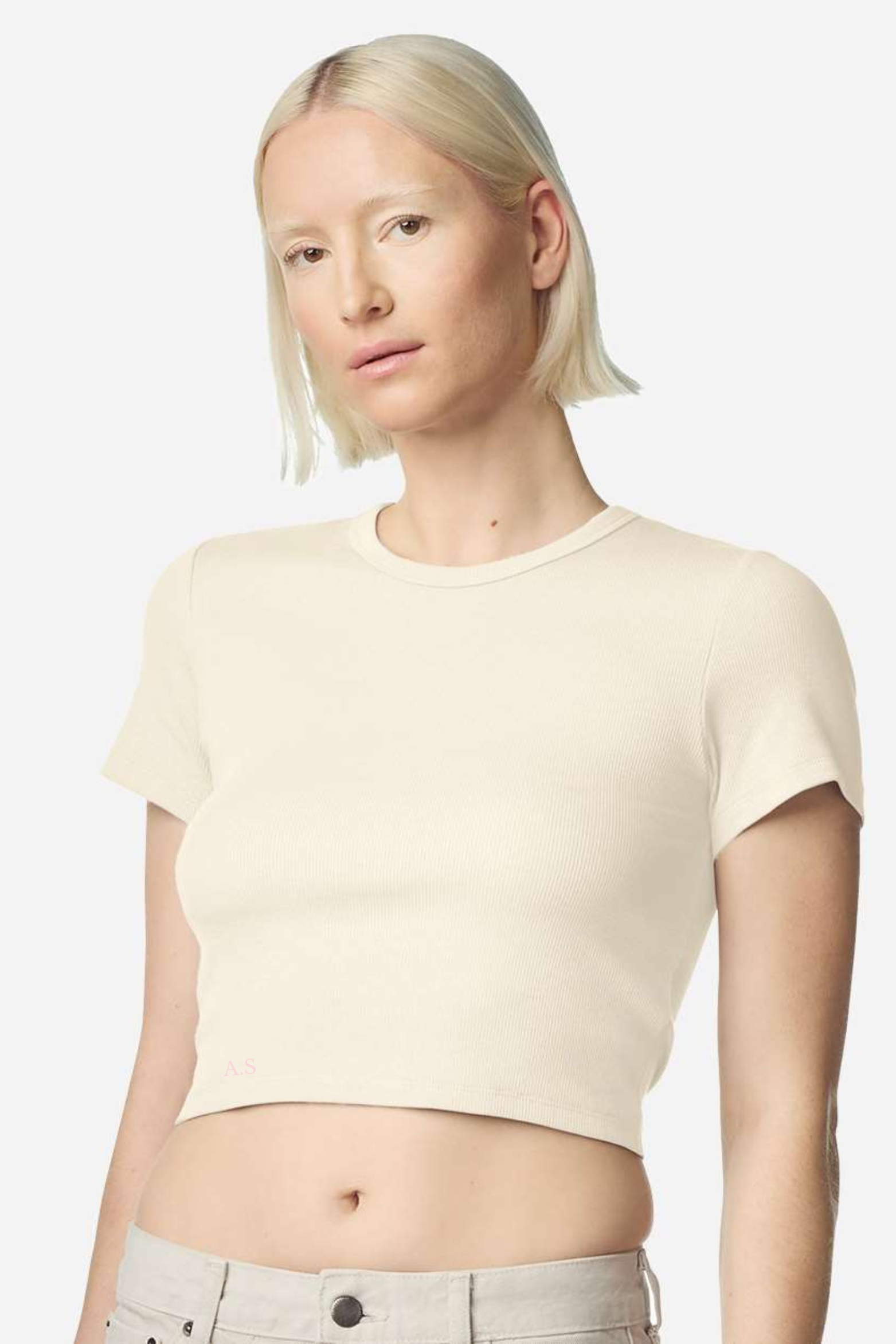 Women's Baby Rib Cropped Tee Vibe hero product mockup