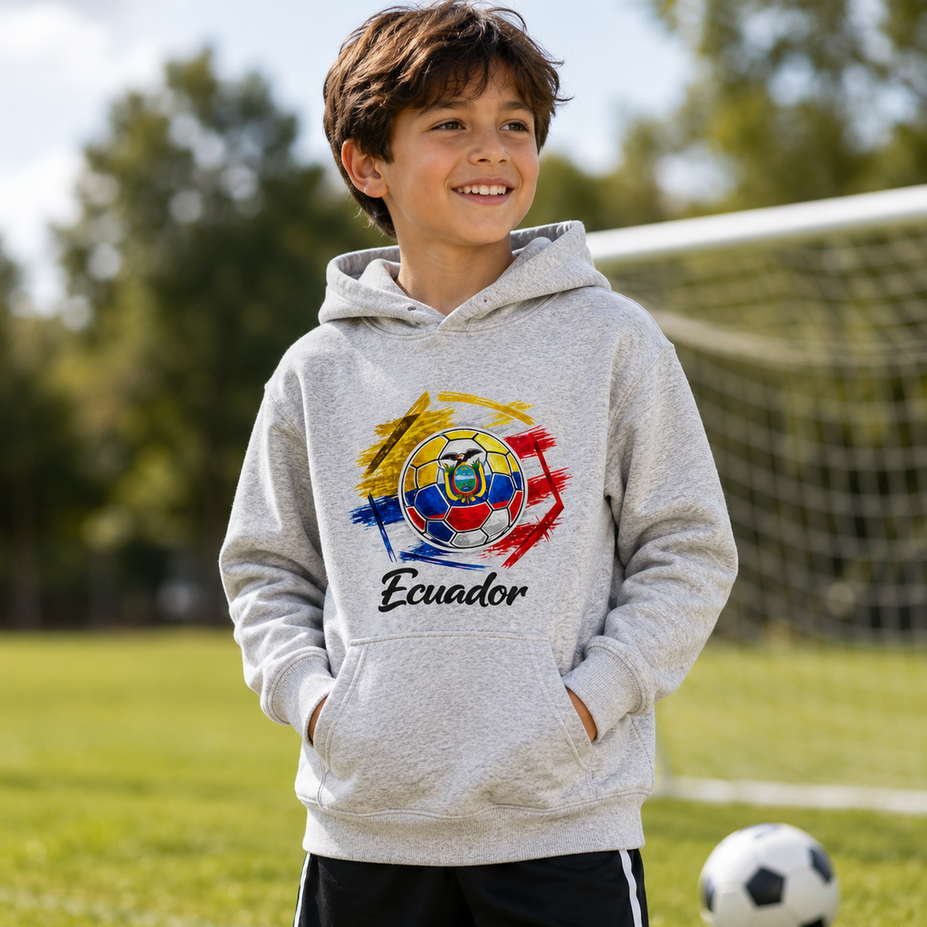 Ecuador Football Youth Hoodie hero product mockup