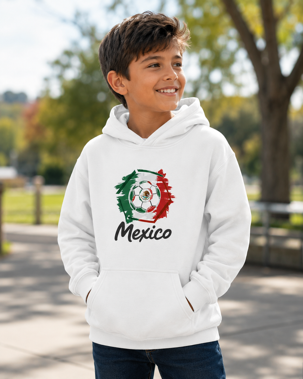 Mexico Football Youth Hoodie hero product mockup