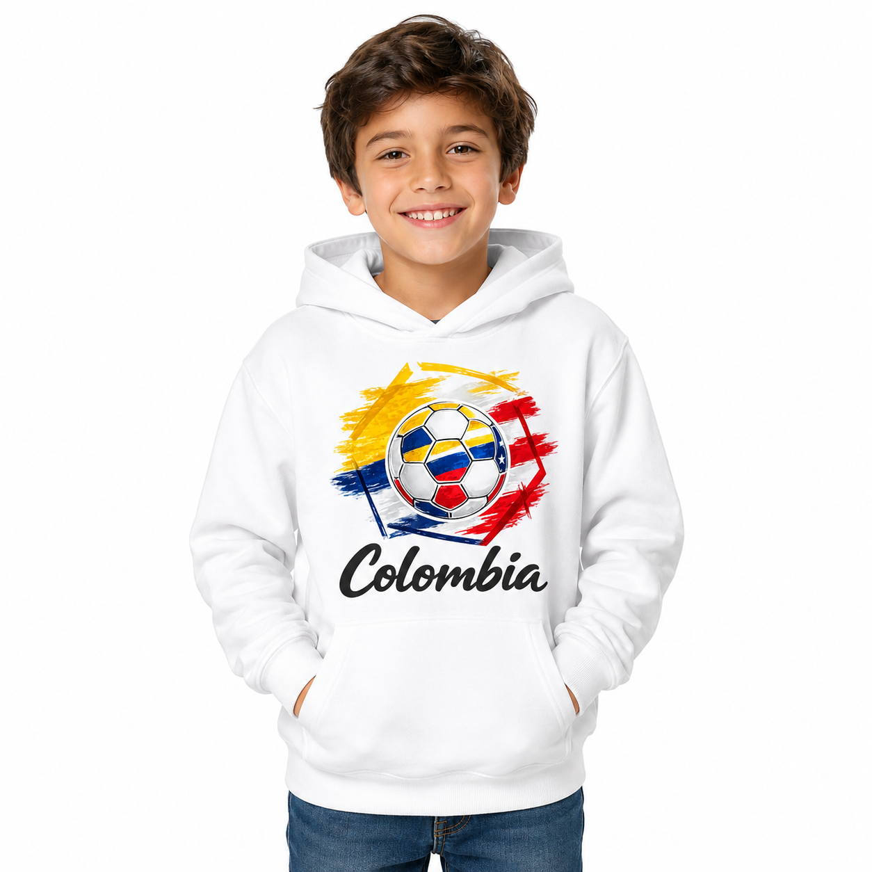 Colombia Football Youth Hoodie hero product mockup