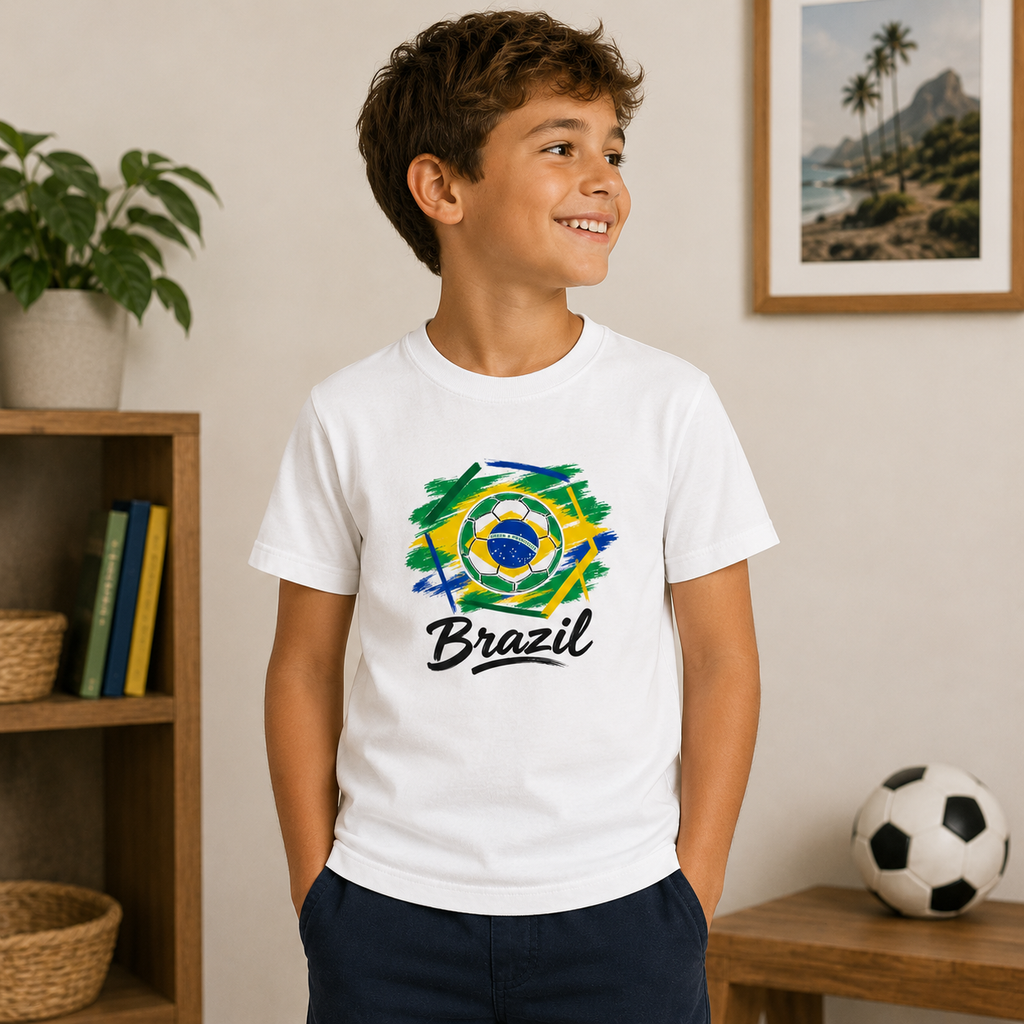 Brazil Football Youth Tee hero product mockup