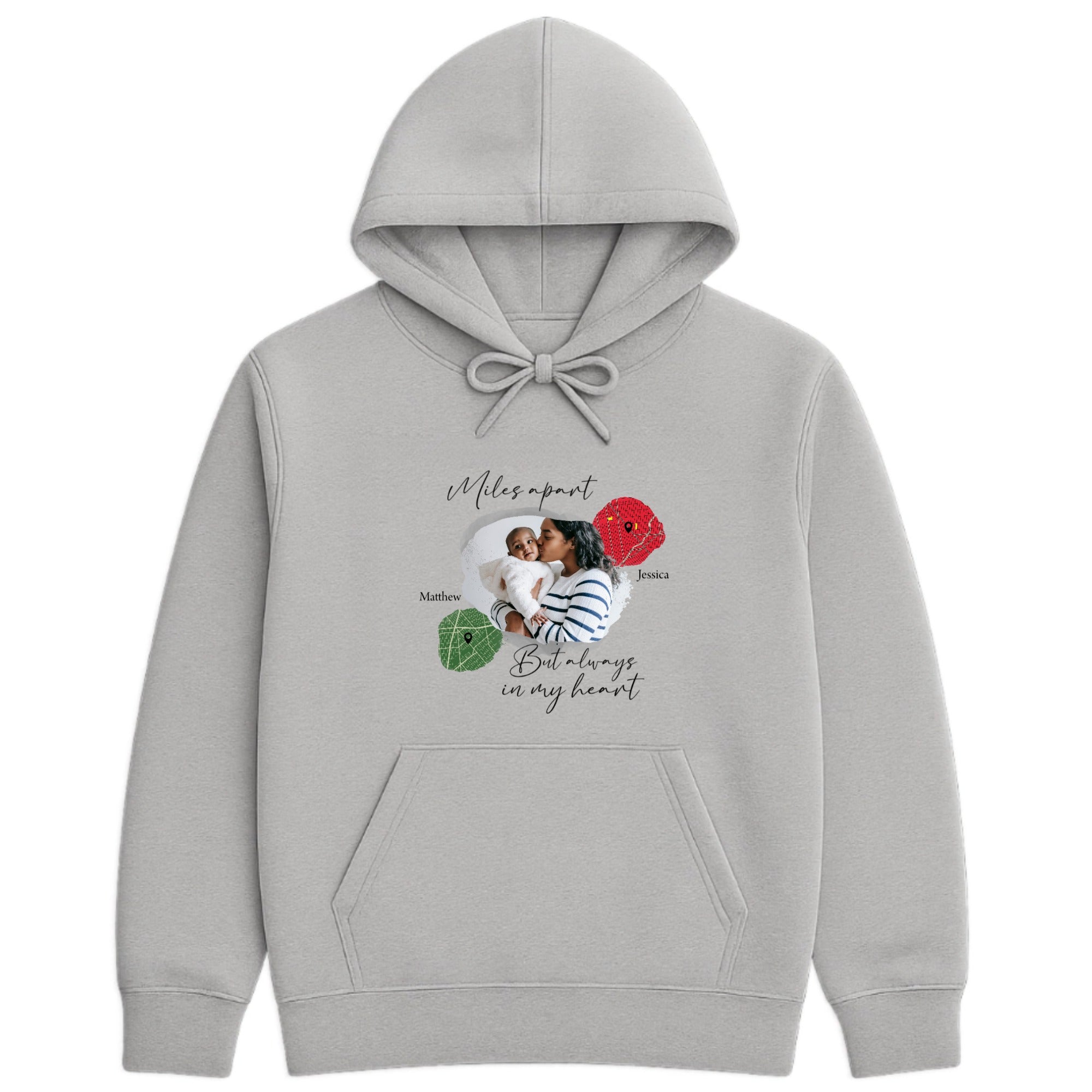 Miles apart but always in my heart Hoodie hero product mockup
