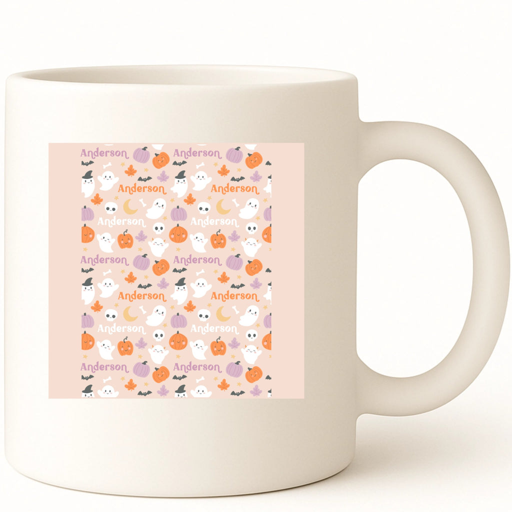 Cute Halloween Name Pattern Coffee Mug hero product mockup