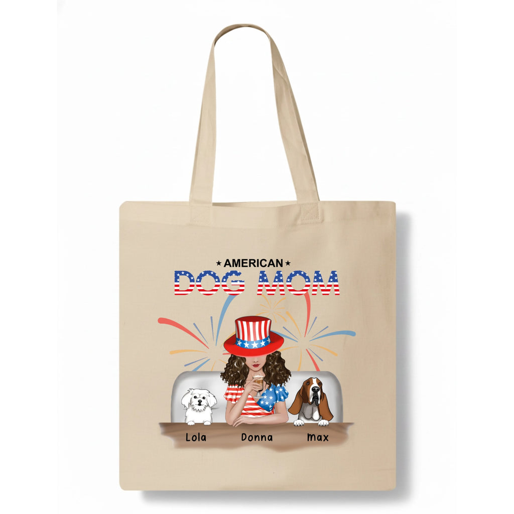 American Dog Mom Tote Bag hero product mockup