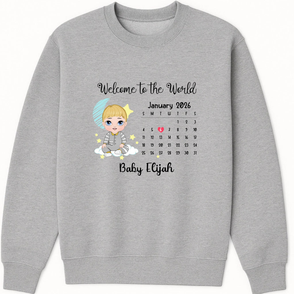 Welcome to the World Sweatshirt hero product mockup
