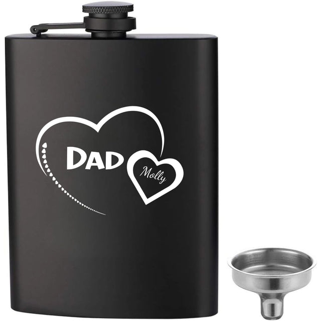 Dad Heart Personalized 8oz Stainless Steel Flask