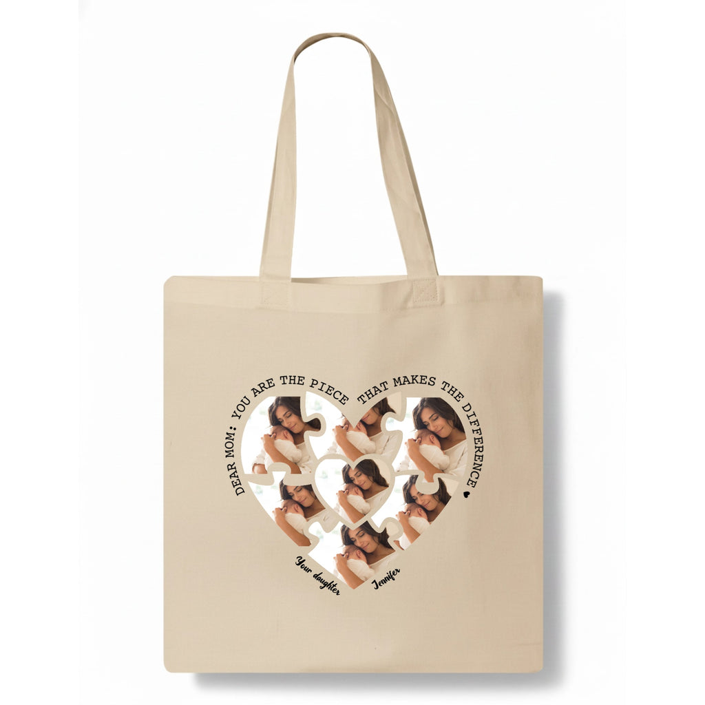 Mom, you are the piece that makes the difference Tote Bag hero product mockup