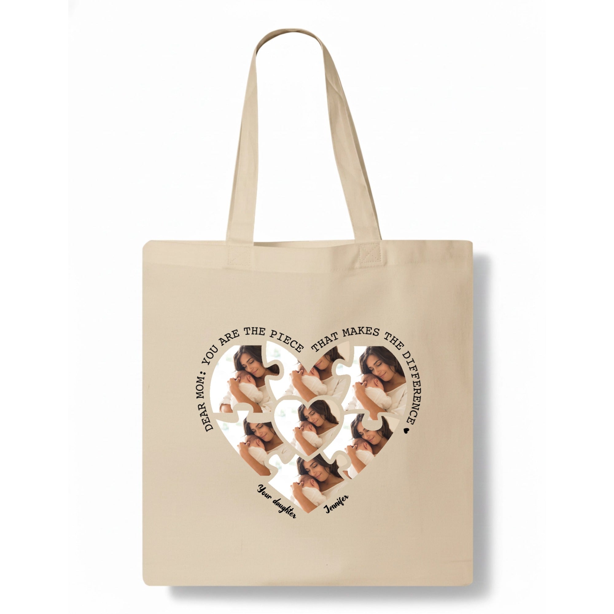 Mom, you are the piece that makes the difference Tote Bag hero product mockup