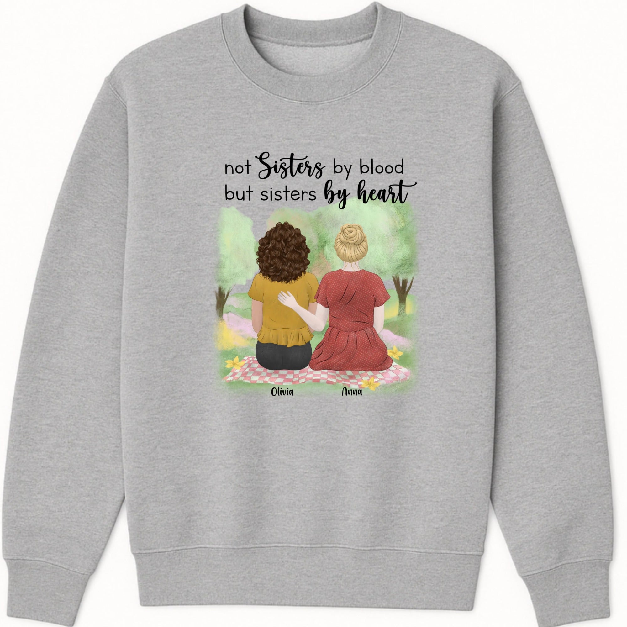 Friends and Sisters by heart Sweatshirt hero product mockup