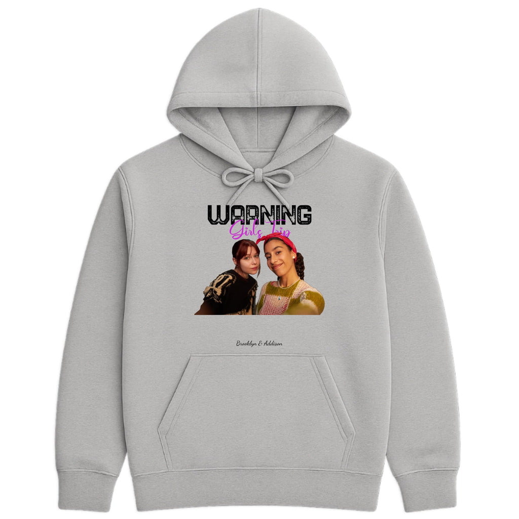 Warning Girl Trip in Progress Hoodie hero product mockup